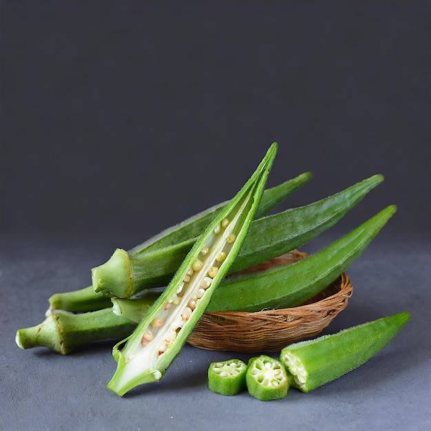 okra fresca isolata su sfondo bianco