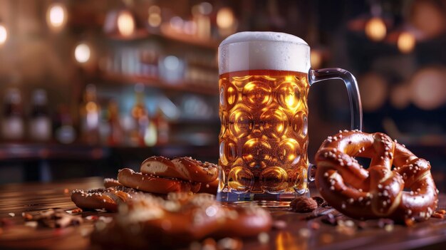 Oktoberfest Beer Mug e tradizionali pretzel tedeschi