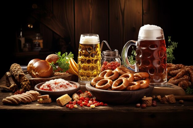 Oktoberfest gustosi snack alla birra del festival bavarese