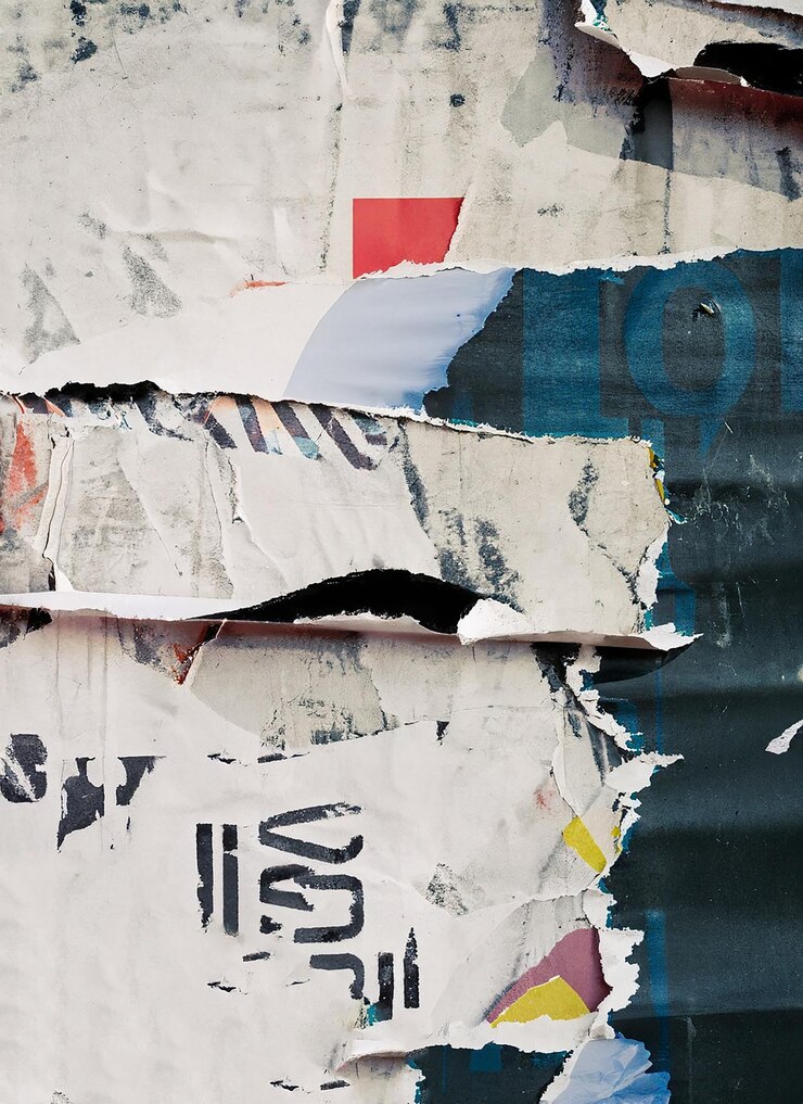 Old ripped torn grunge posters and backgrounds creased crumpled paper backdrop surface