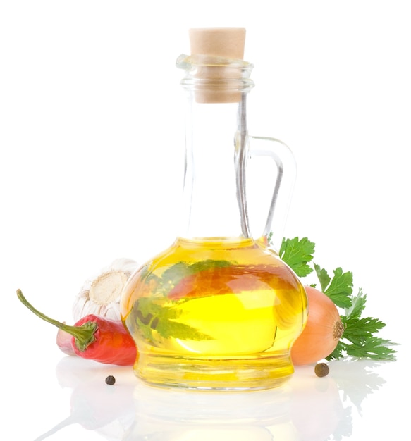 Olio alimentare e verdura isolati