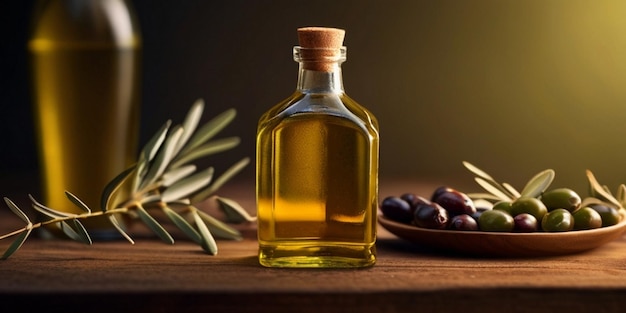 Olio di oliva biologico in tavola prodotti naturali