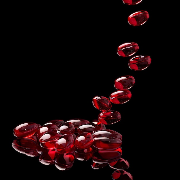Olio di semi di lampone rosso gocciola con perle di olio L'olio è scuro Re effetto di consistenza per decoro Banner Post