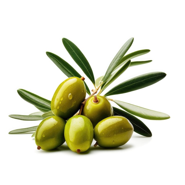 Olive e foglie su un ramo d'albero