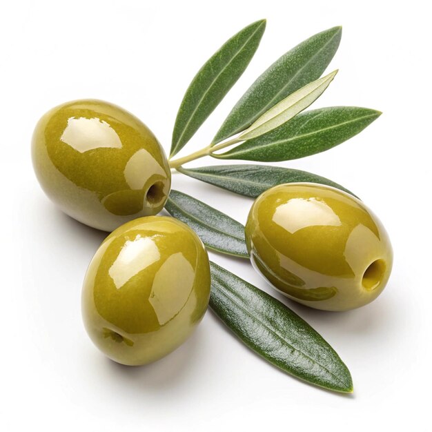 Olive fresche isolate renderizzate in 3D su sfondo bianco