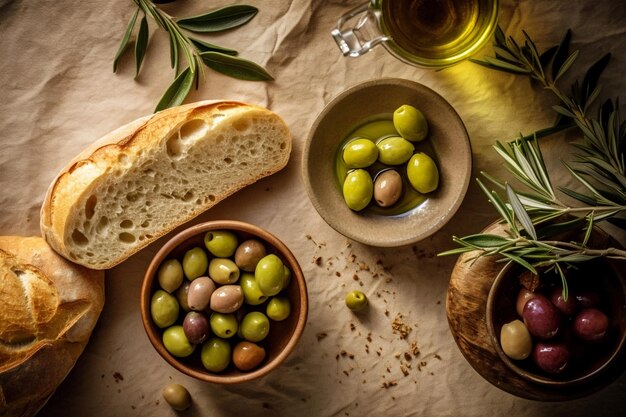 Olive verdi e viola del Mediterraneo AI generativa