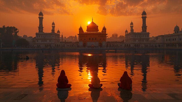 Ombra della devozione sikh in un santuario in Asia