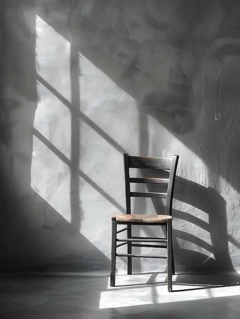 Ombra di sedia come silhouette gettata sulla parete angolare e geometrica foto creativa di sfondo elegante