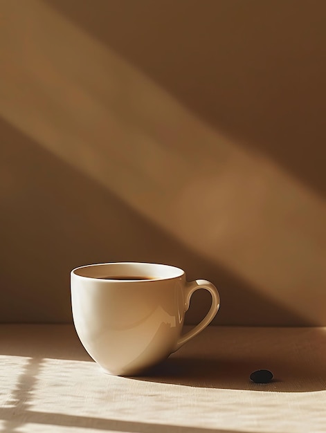 Ombra di tazza di caffè come silhouette gettata sulla parete Rotonda e curva Foto creativa di sfondo elegante