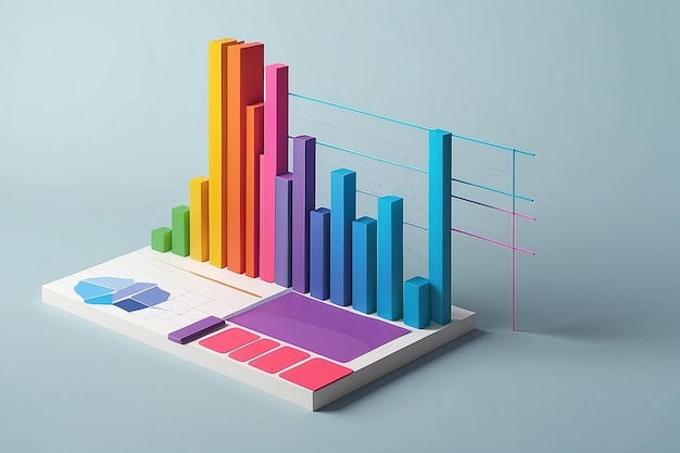 Ombra su diagrammi a barre 3D illustrazione 3D