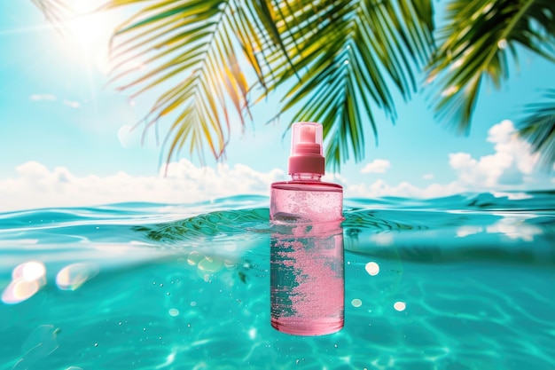 Ombre di palme e bellezza rosa sotto acque cristalline