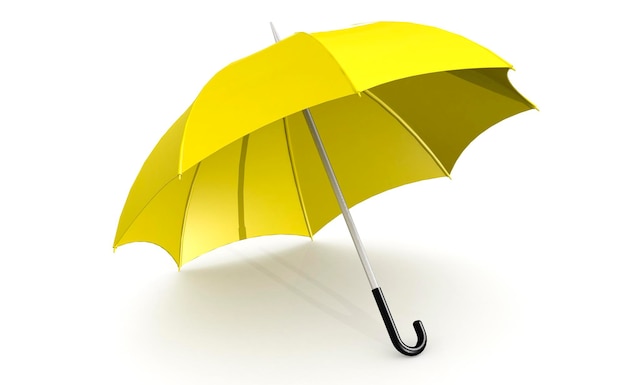 Ombrello giallo isolato su bianco