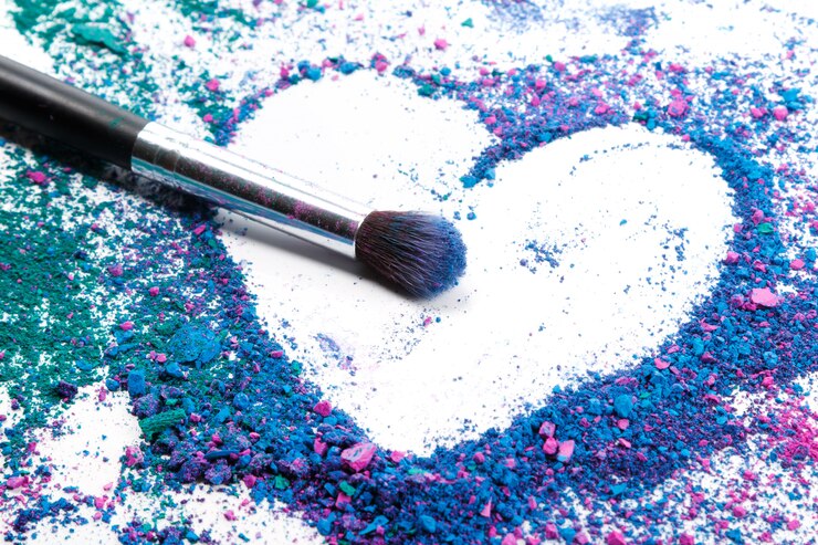 Foto ombretti schiacciati e spazzole per il trucco