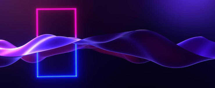 Foto onda al neon con sfondo cornice incandescente