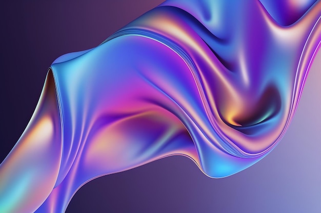 Onda curva al neon olografica iridescente fluida astratta