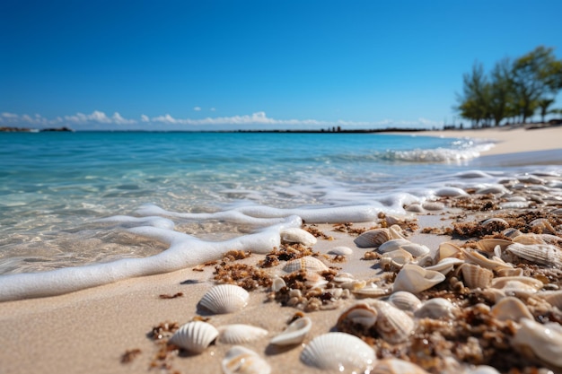 Onda del mare blu schiuma bianca spiaggia di sabbia dorataxAxA