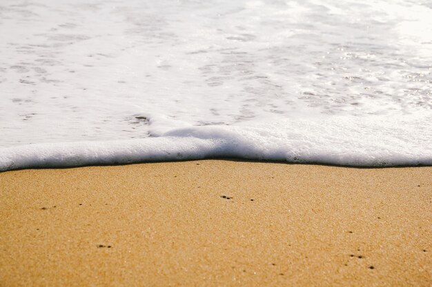 Onda dell'oceano sullo sfondo della spiaggia sabbiosa