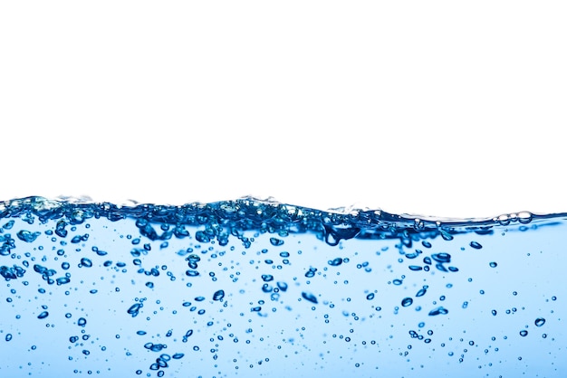 Onda di acqua azzurra con bolle d'aria e un po 'schizzata sott'acqua