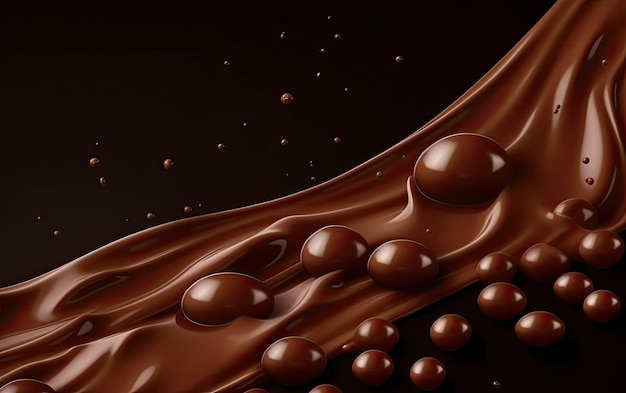 Onda di cioccolato fuso su sfondo nero