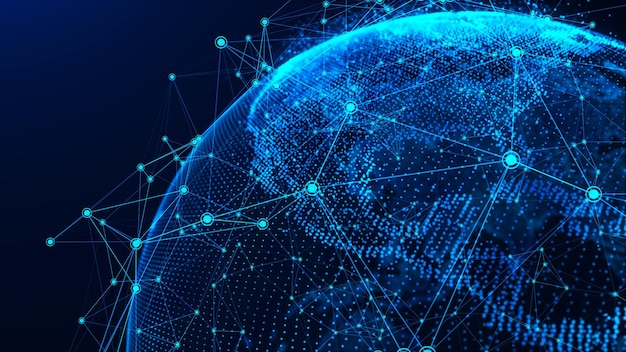 Onda di particelle Sfondo astratto con un'onda dinamica Big data