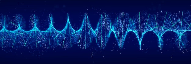 Onda digitale futuristica dinamica vorticosa Flusso astratto della nanotecnologia Concetto di sfondo scientifico Rendering 3D