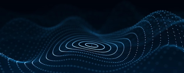 Onda dinamica di particelle Sfondo futuristico astratto vettoriale Visualizzazione di grandi quantità di dati