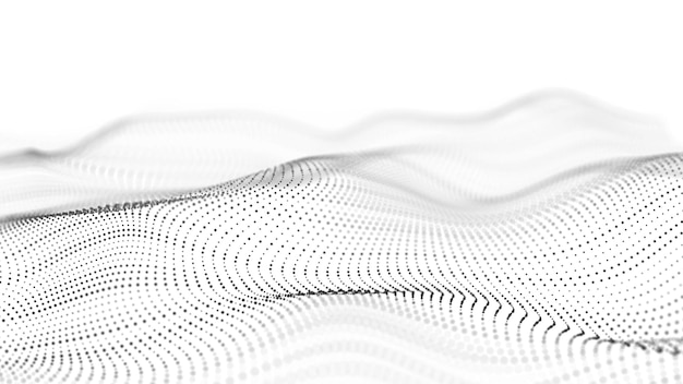 Onda tecnologica astratta Flusso di particelle Visualizzazione 3d del trasferimento di dati di grandi dimensioni