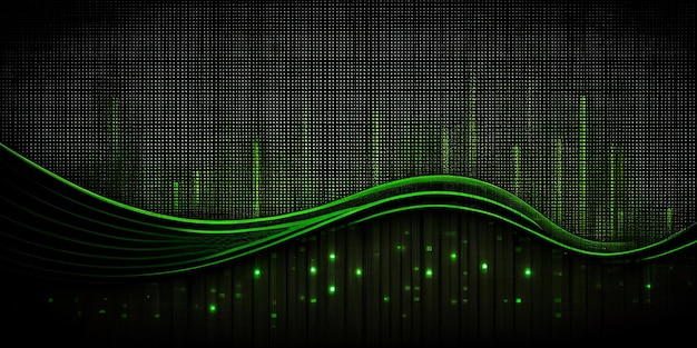 Onda verde di luce su sfondo nero ai generativa