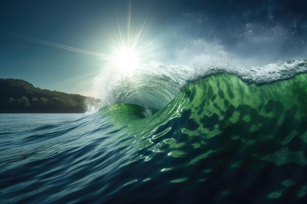 onda verde in acqua