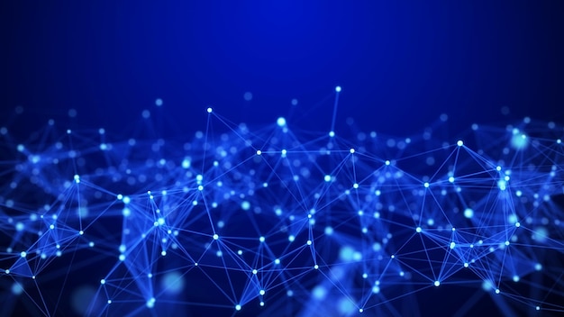 Ondata di particelle sfondo astratto con un'onda dinamica illustrazione vettoriale di big data