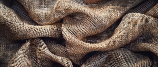 Ondate di tessuto di burlap naturale che catturano splendidamente il movimento dinamico e la consistenza ideali per gli sfondi con un'essenza organica sfondo di consistenza di tela di burlap