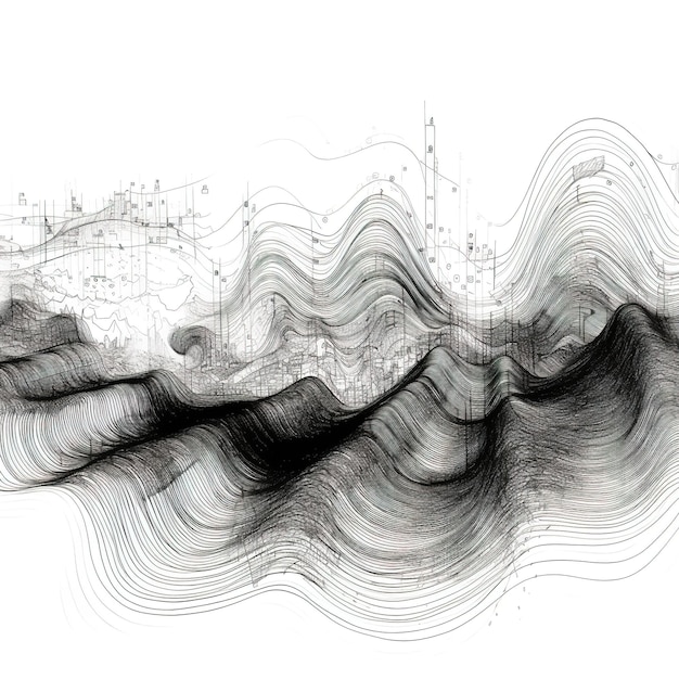 Ondate sonore grafiche in bianco e nero