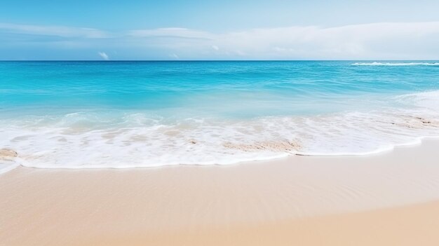 Ondate sulla spiaggia sfondo cielo limpido IA generativa