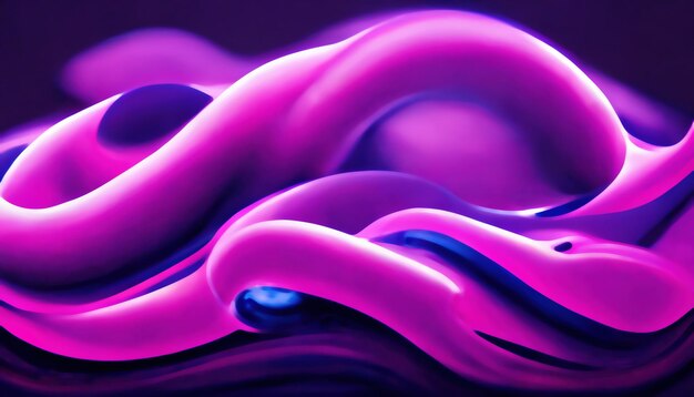 Onde al neon curve fluide arte futuristica sfocatura viola