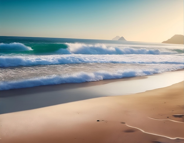 Onde del mare e della spiaggia Paesaggio generativo ai