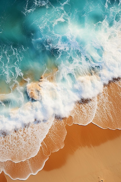 Onde dell'oceano sinfoniche aeree viste da sopra la riva