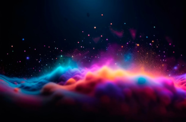 onde di fondo di una nebulosa multicolore non identificata nello spazio in movimento in gravità zero