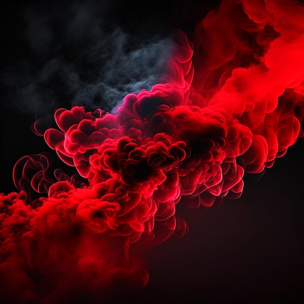 Onde di fumo rosso brillante su sfondo nero