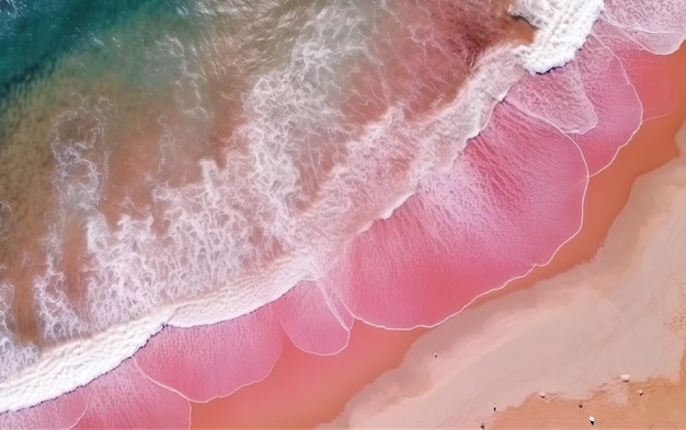 Onde rosa su una spiaggia