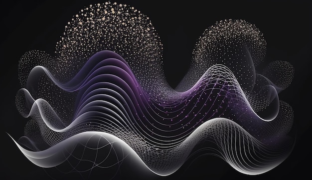 Onde sonore Illustrazione dell'effetto dinamico con flusso di onde di particelle AI Generative