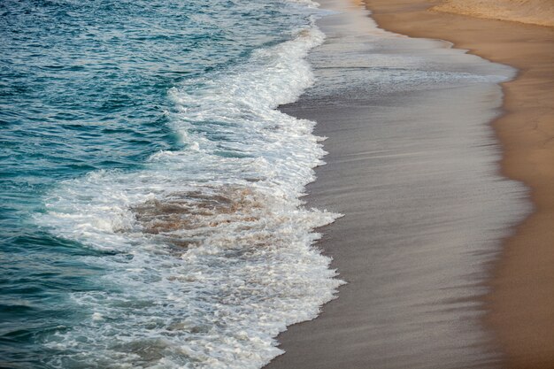 Onde spumate che si infrangono sulla spiaggia