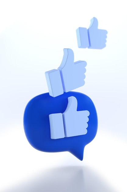 One Like Social Media Notification con Thumb Up Icon Rendering 3D