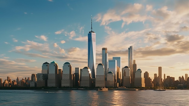 One World Trade Center e skyline di Manhattan in New Generative Ai