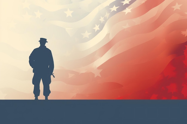 Onora il soldato dell'esercito americano contro l'intelligenza artificiale generativa della bandiera americana