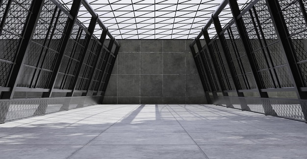 Open space Cortile multiuso con pareti e pavimenti in cemento showroom ampio pavimento in cemento