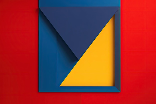 Opera d'arte minimalista caratterizzata da una semplice forma geometrica in colori primari creata con l'IA generativa