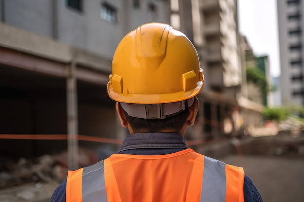 Operaio edile che indossa il casco di sicurezza IA generativa