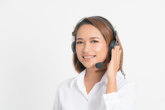 Operatore di call center donna.