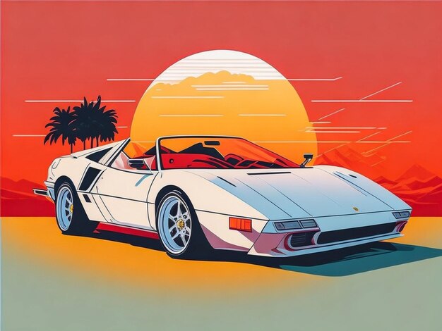 Opere d'arte d'epoca di auto retrò vintage per l'illustrazione grafica vettoriale della maglietta