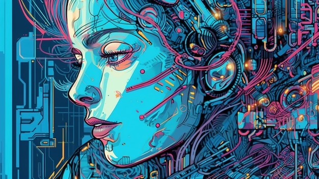 Opere d'arte di concetto di intelligenza artificiale Concetto di fantasia Illustrazione pittura